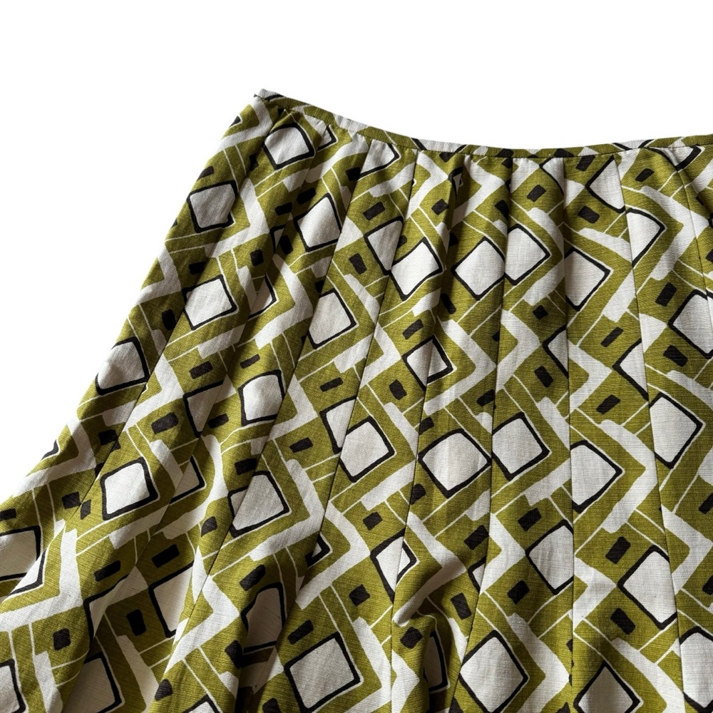 NWT Lafayette 148 Multicolor Geometric Print Silk Cotton Blend A Line Skirt - Picture 9 of 15